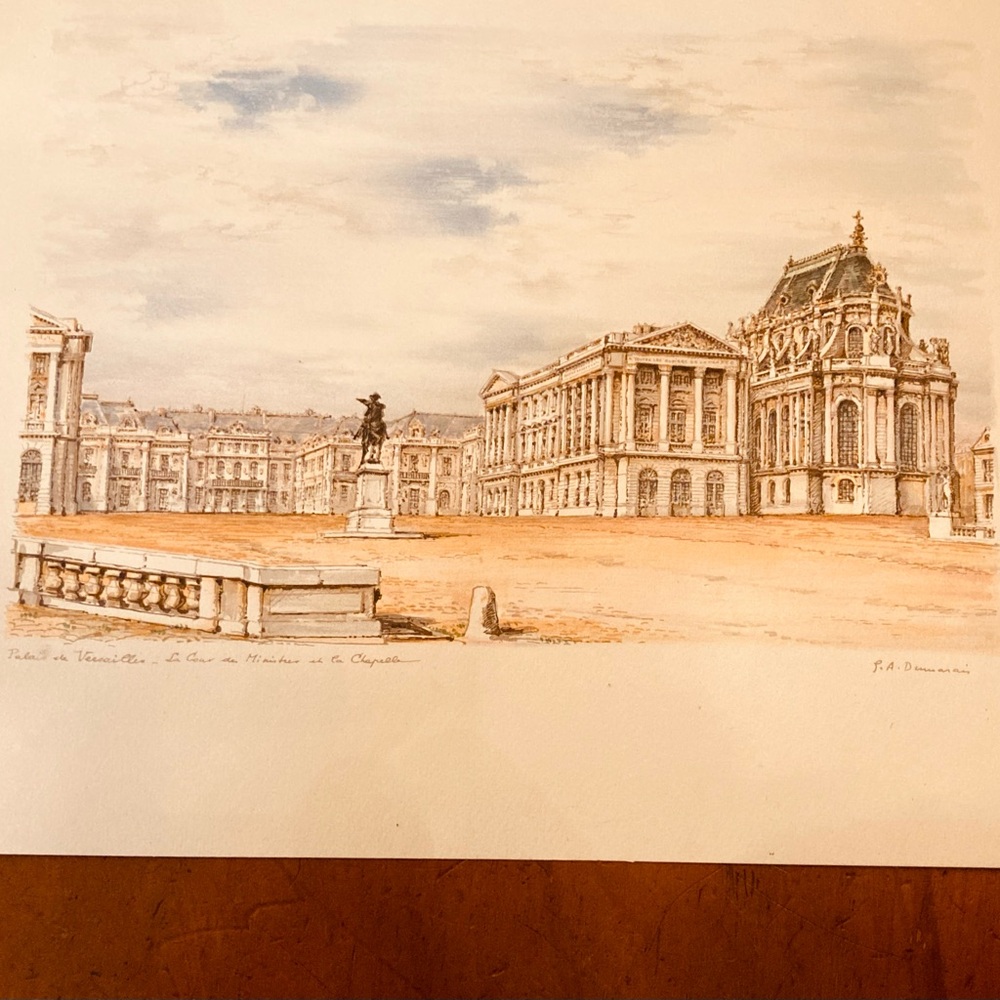 Antique color print on paper Palais de Versailles French architectural landmark - Picture 7 of 12